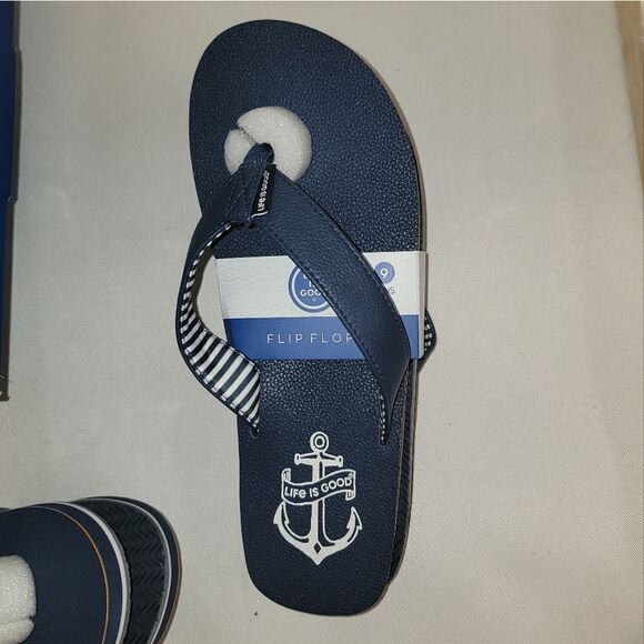 Life Is Good Blue w Nautical Anchor Sandals • Texture Sole • NEW • Sizes 7 8 9 - Picture 10 of 15